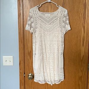 Cream lace dress with slip